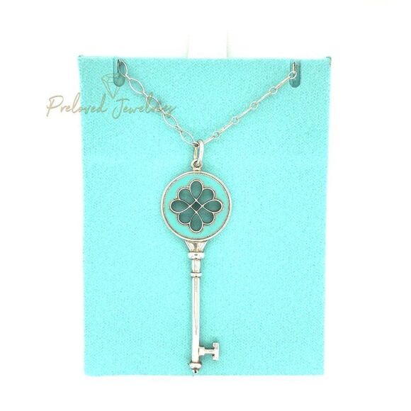 T&Co. Silver Teal Key Pendant Necklace - Picture 1 of 10